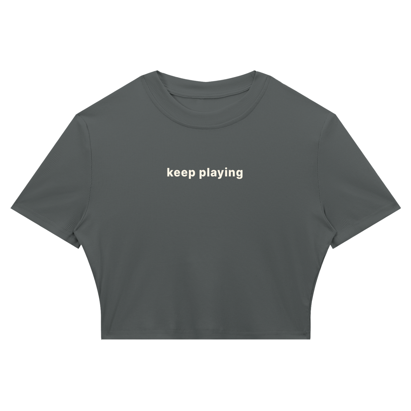 Keep Playing Crop Tee - Graphite
