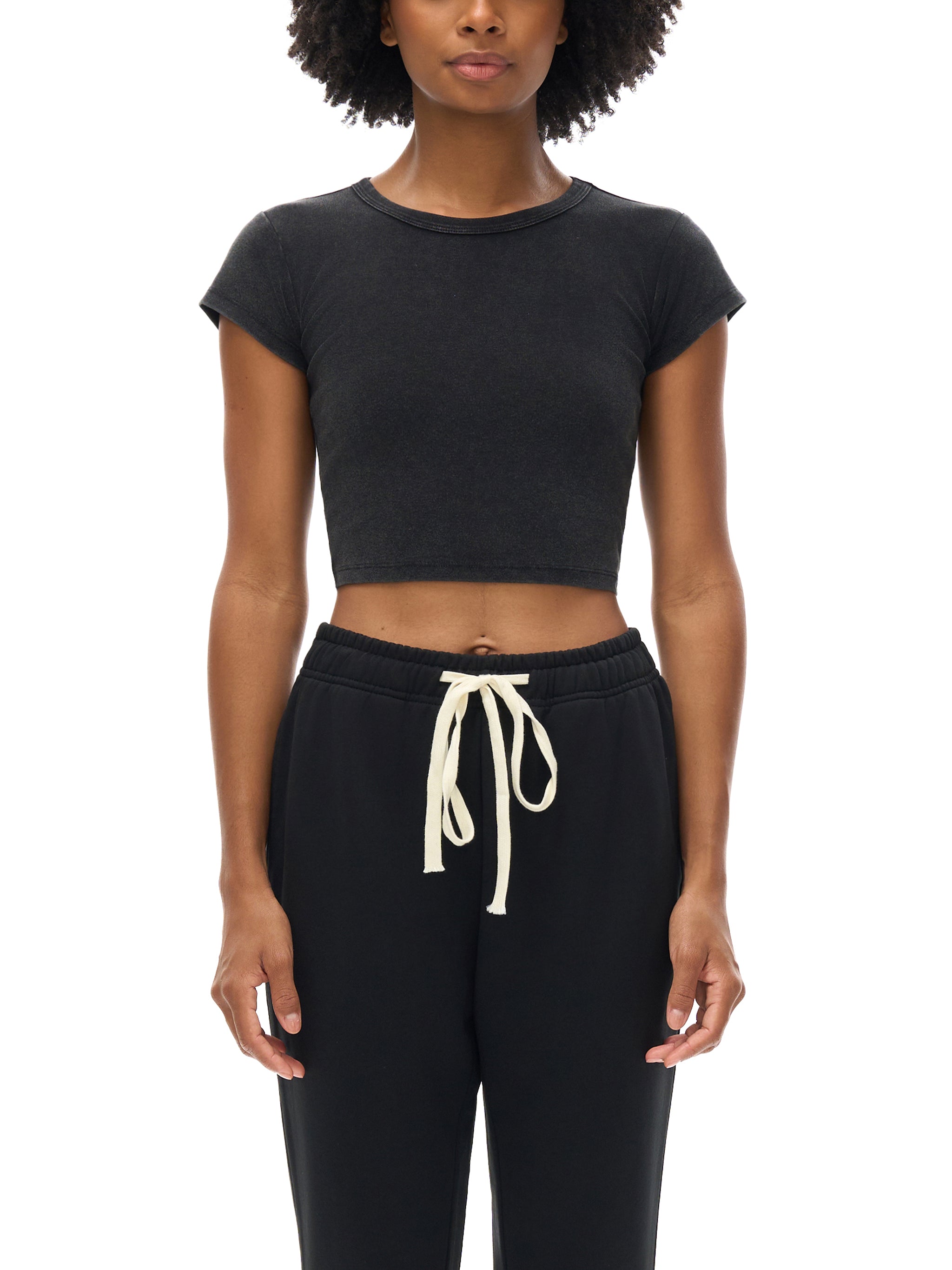 Between Sets Baby Tee - Black