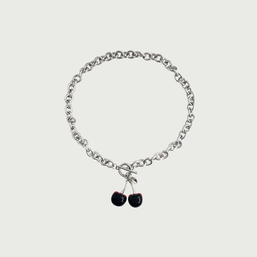 Cherry Charm Necklace - Black (Preorder)